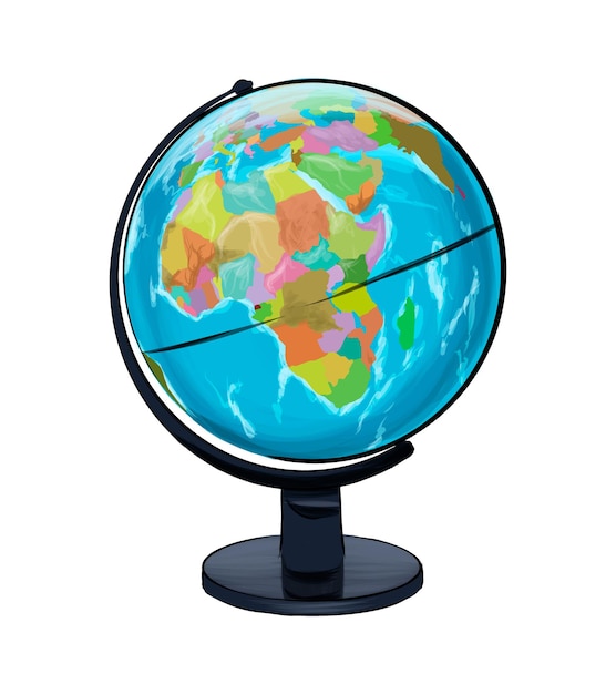 School geographic globe from multicolored paints colorful drawing realistic