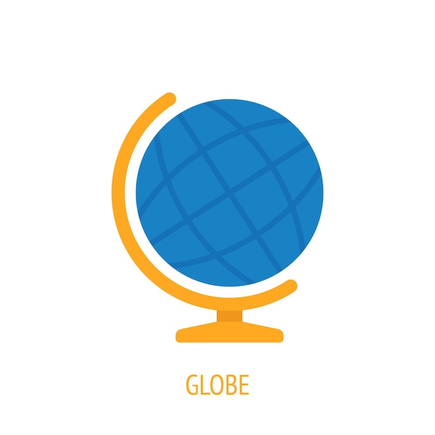 Школа географии глобус плоский значок вектора символы научных исследований и образования