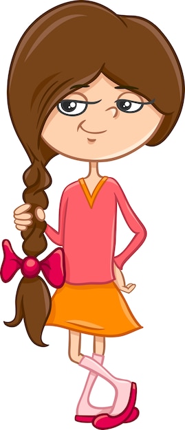 Vector school girl character cartoon