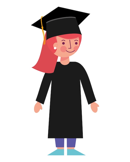 школьница в выпускной одежде и шляпе