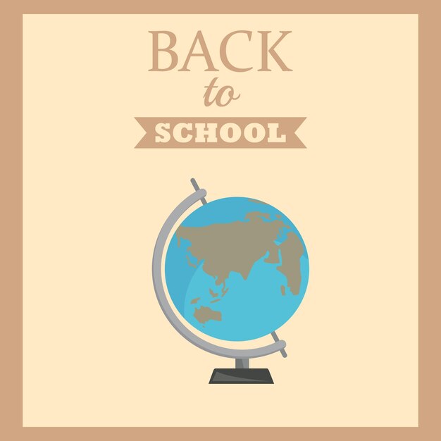 Vector school globe front view with yellow background back to school creative banner or poster design