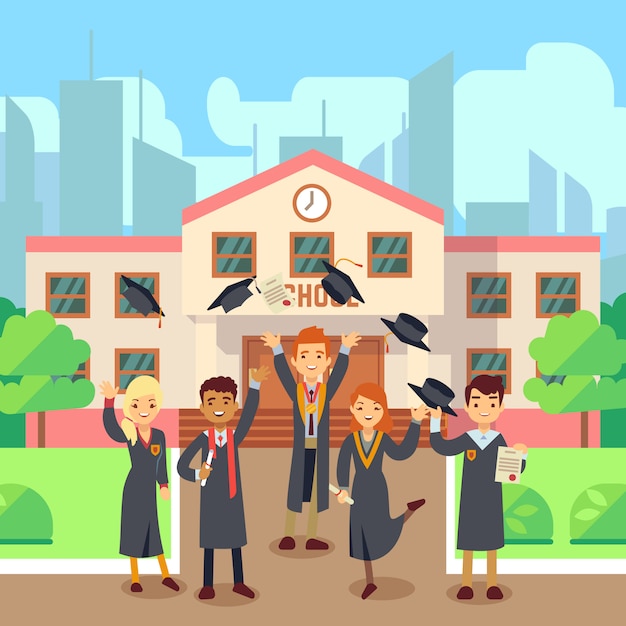 Vector school graduate concept