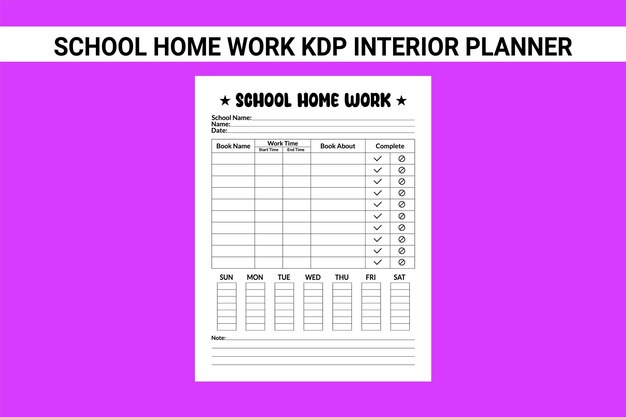 Vector school home work kdp interior planner