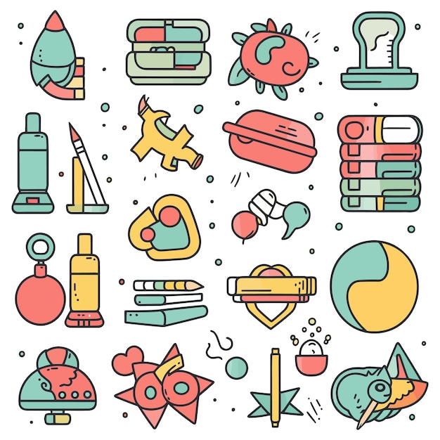 School Icons doodle set