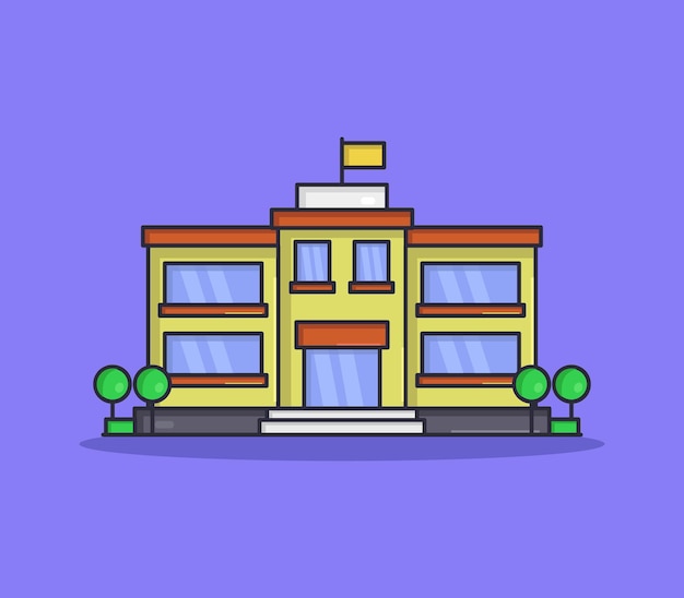 School illustrated in cartoon style