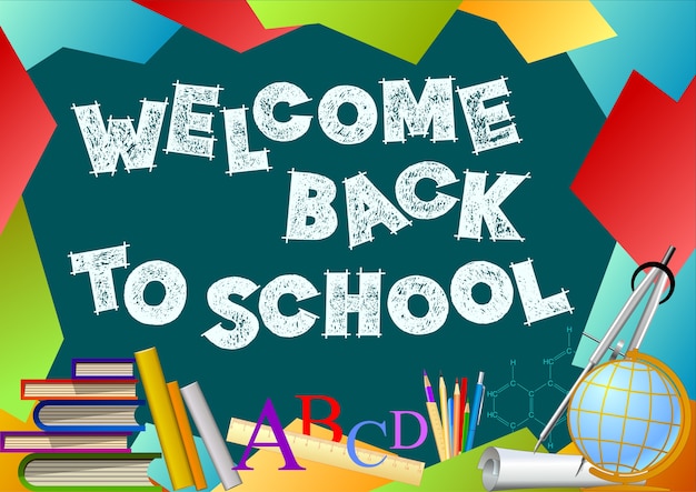 School illustration with sign on the blackboard.