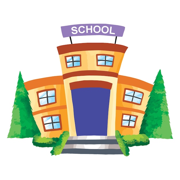 Vector school isolated on white background