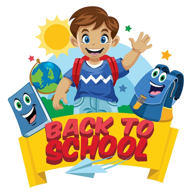 School kid cartoon set