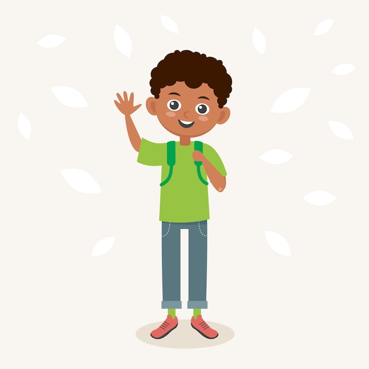 Vector school kid cartoon vector illustration