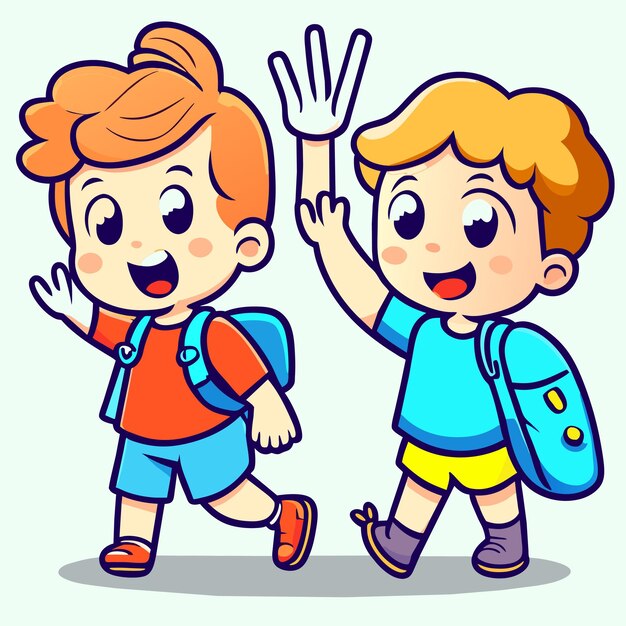 School kid children's day hand drawn flat stylish cartoon sticker icon concept isolated illustration