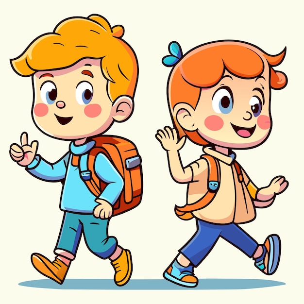 School kid children's day hand drawn flat stylish cartoon sticker icon concept isolated illustration