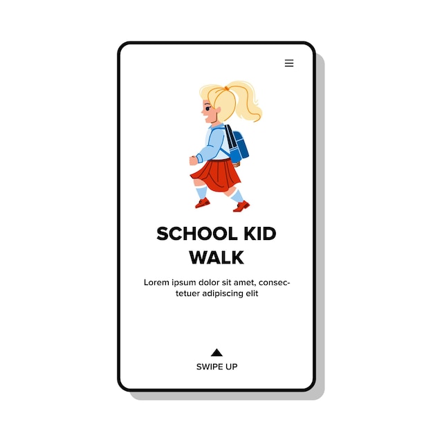 Vector school kid walk vector