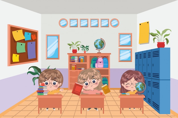 School kids cartoons vector design