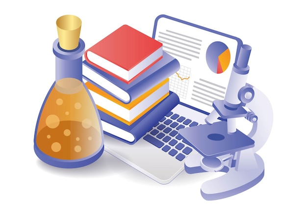 School laboratory data analysis concept illustration