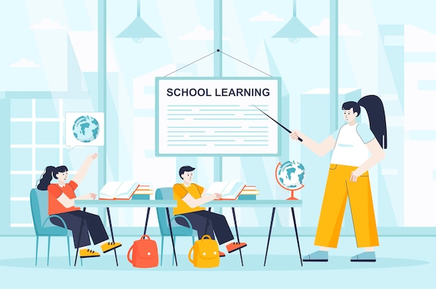 School learning concept in flat design