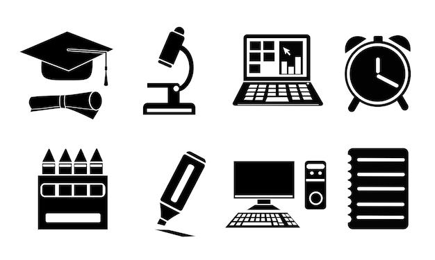 School levert icon vector set Terug naar school concept Welkom terug op school Leren onderwijs