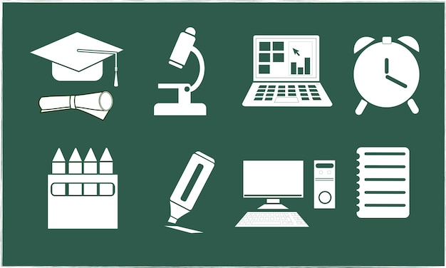 School levert icon vector set Terug naar school concept Welkom terug op school Leren onderwijs