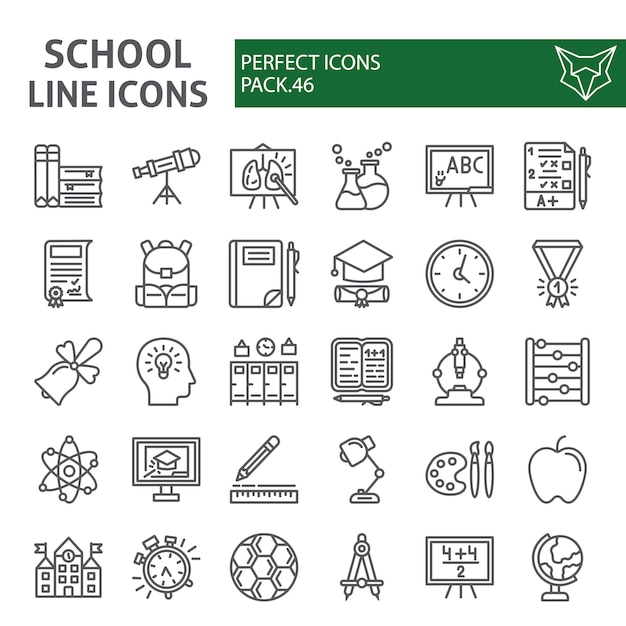 School lijn icon set, onderwijs collectie