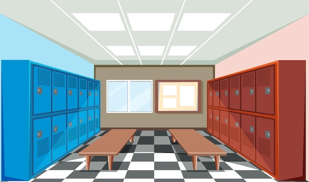 Vector school locker room scene