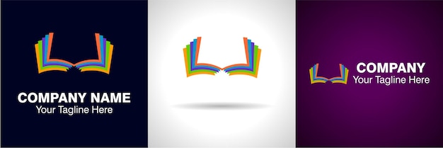 School logo, book shop logo and colorful books logo