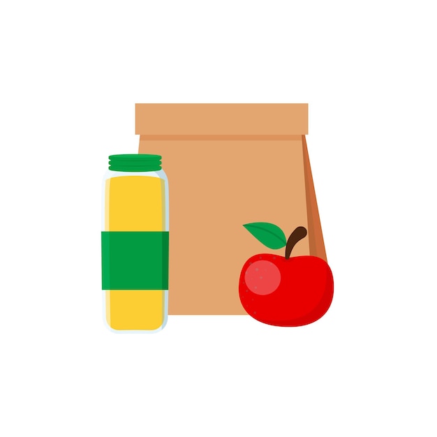 School lunch food boxes meal and snack. vector illustration in flat style eps 10