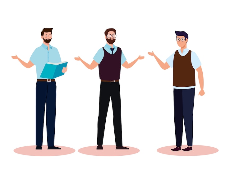 Vector school men teachers cartoons design, education class lesson and knowledge theme
