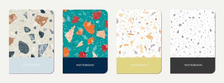 Vector school notebook cover design terrazzo abstract