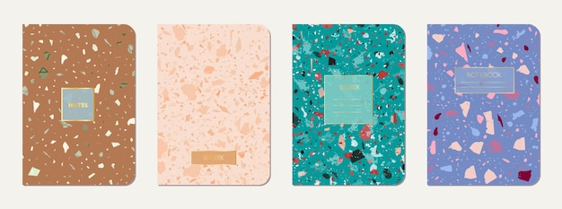 Vector school notebook cover design terrazzo abstract