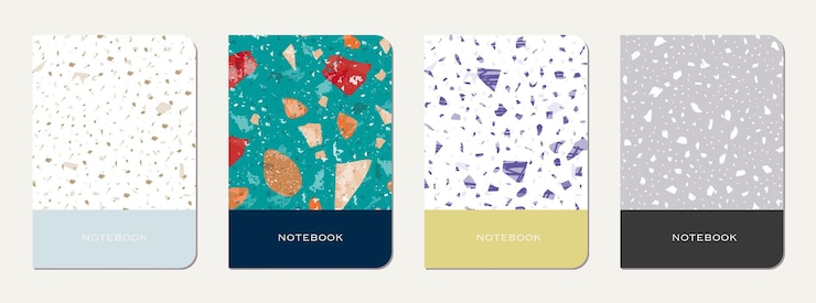 Vector school notebook cover design terrazzo abstract