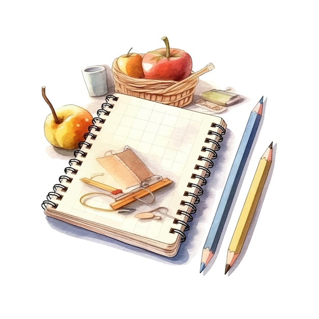 Vector school object watercolor