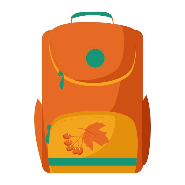 School orange backpack back to school cartoon illustration isolated on white background