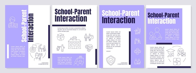 Vector school parent interaction purple brochure template