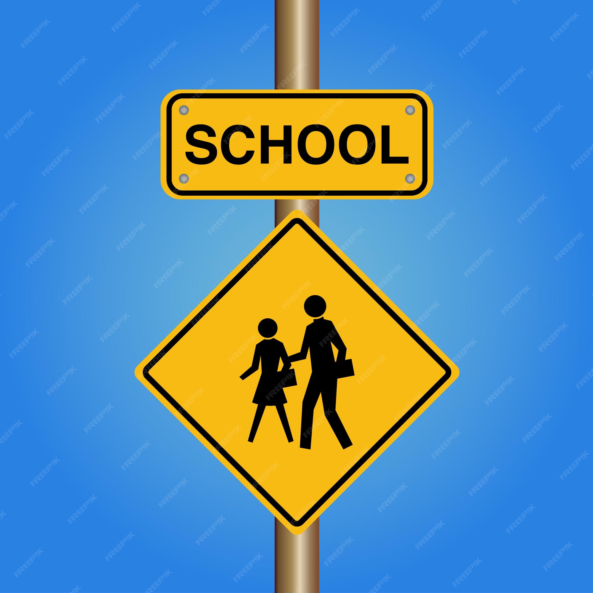 School crossing traffic sign icon Royalty Free Vector Image