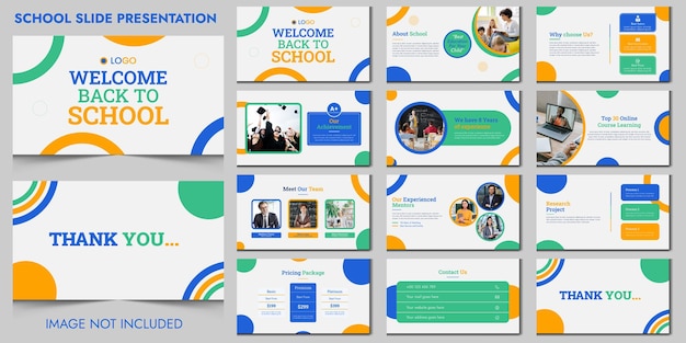 School PowerPoint presentation slide template designeducation profile kids vector