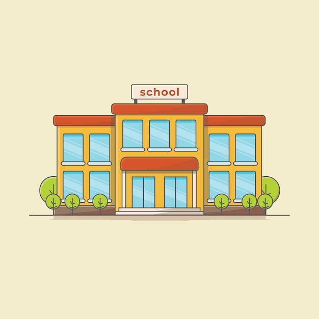 School public building illustration premium vector