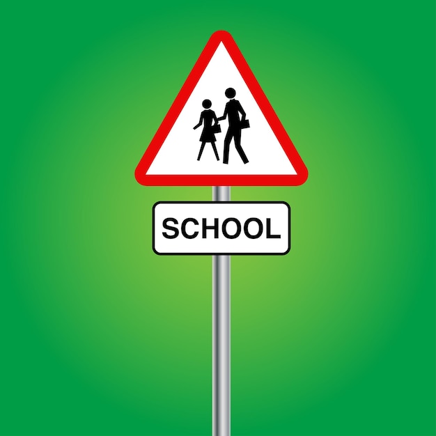 School crossing traffic sign icon Royalty Free Vector Image