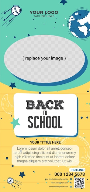 School roll-up banner sjabloon platte vector ontwerp