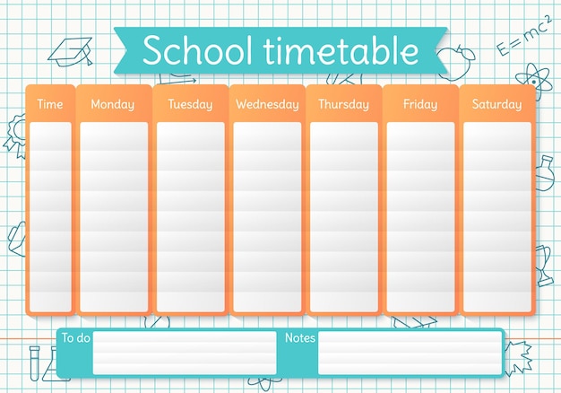 School rooster. schema voor kinderen. wekelijks tijdschema