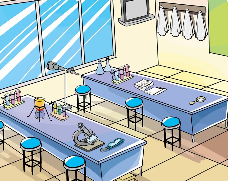 Vector the school's laboratory cartoon vector