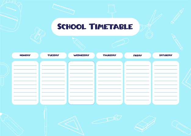 학교 시간표 어린이 시간표 요일이 포함된 주간 시간표 교육 수업 일기 A4 용지 크기