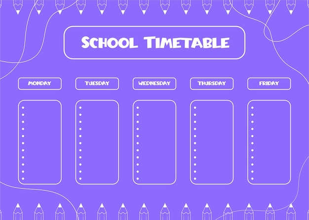 学校のスケジュール 子供のための時間割 曜日付きの週間時間表 教育クラスの日記 A4 用紙サイズ