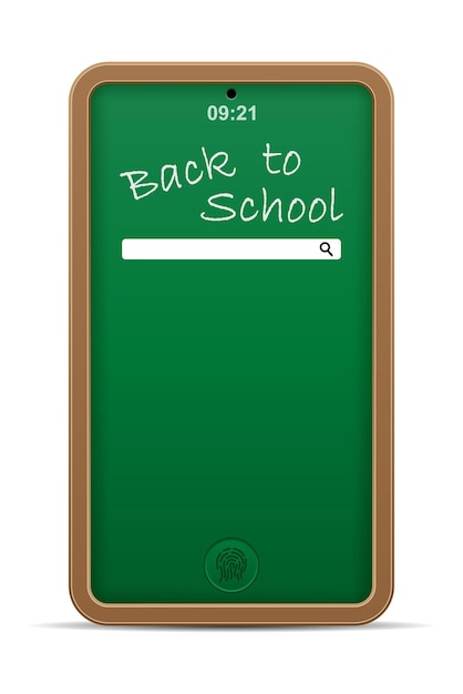 Vector school schoolbord telefoon online onderwijs concept vectorillustratie geïsoleerd op een witte background