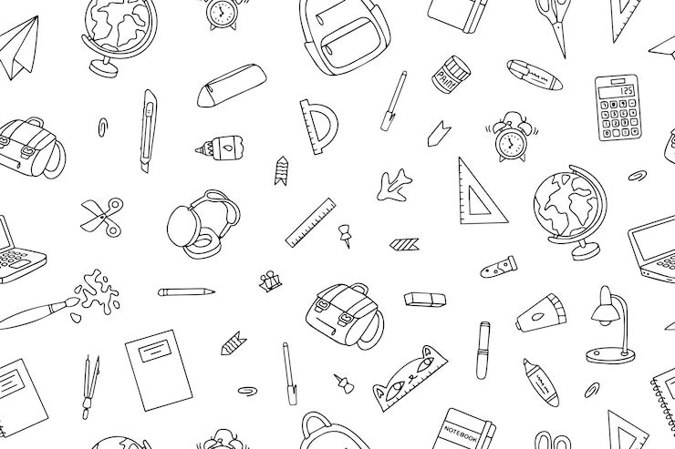 Vector school seamless background education science concept back to school pencil doodles seamless pattern seamless pattern with school supplies doodles
