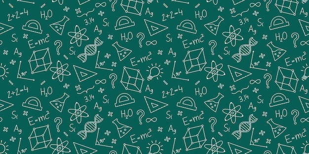 Scuola seamless pattern scientifico formule chimica fisica geometria matematica