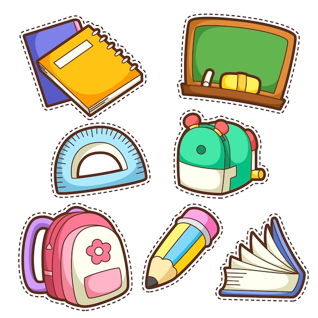 Vector school set. set of different school items,  illustration.