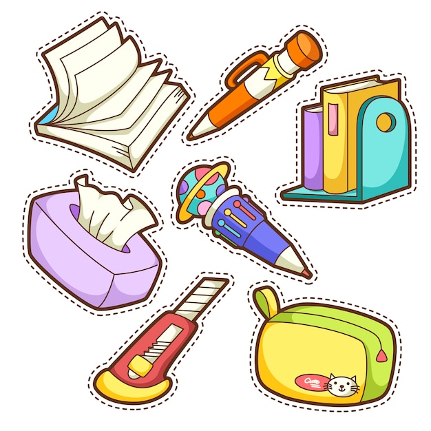 Vector school set. set of different school items,  illustration.