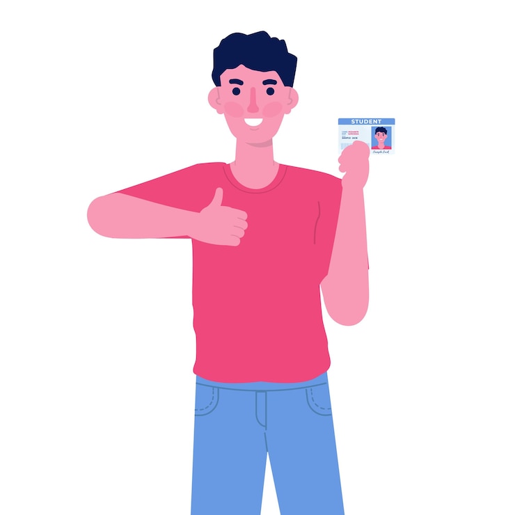 School, Student id card with photo. Vector illustration.
