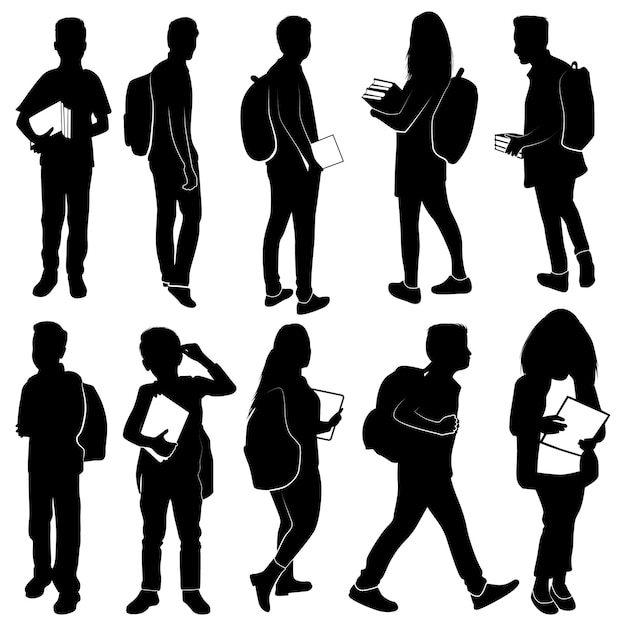 School Student Silhouettes Vector illustration