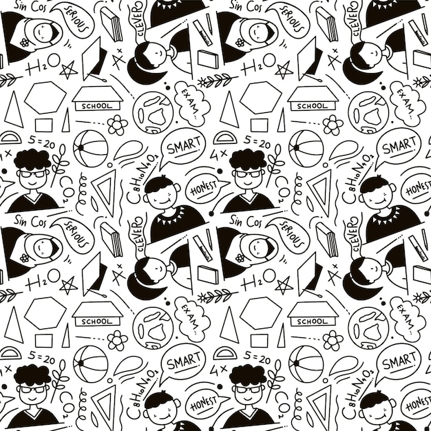 school stuff seamless pattern