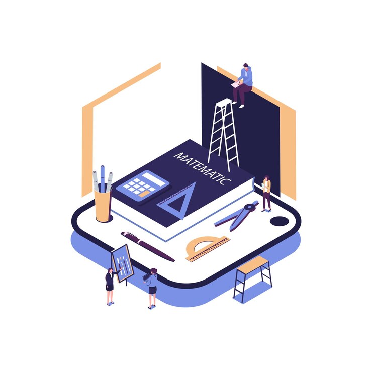 Vector school subject mathematics flat style isometric illustration vector design